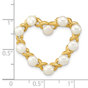 14K 4-5mm Button White FWC Pearl Heart Brooch