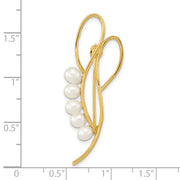 14K Open Loop Accented with 4-5mm White Freshwater Cultured Pearls Pin