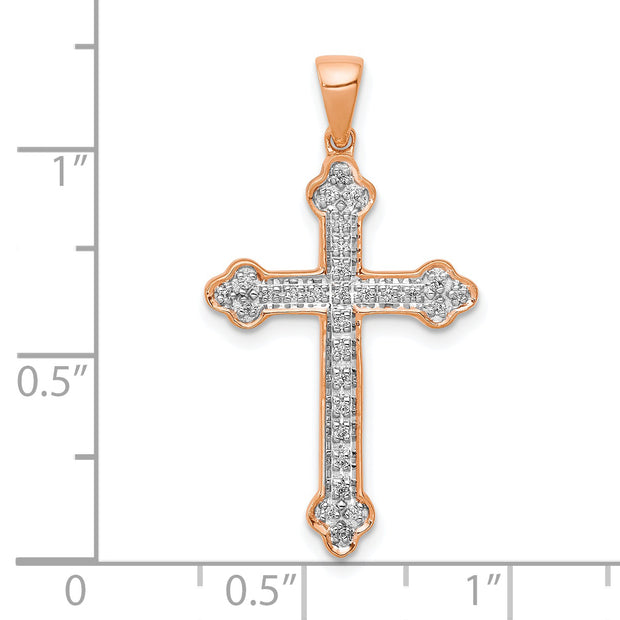 14k Rose Gold & Rhodium Diamond Cross Pendant