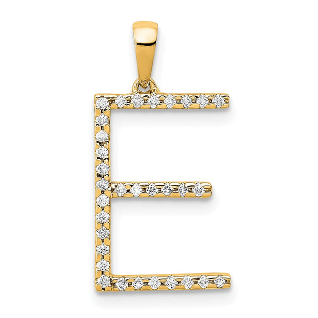 14K Diamond Letter E Initial Pendant