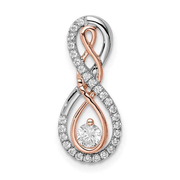 14k Two-tone White and Rose Infinity Diamond Chain Slide