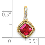 14k Cushion Ruby and Diamond Pendant