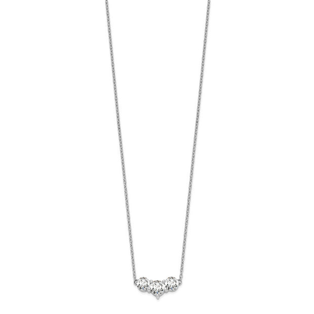 14K White Gold Lab Grown Diamond VS/SI FGH 3 Stone Complete Necklace