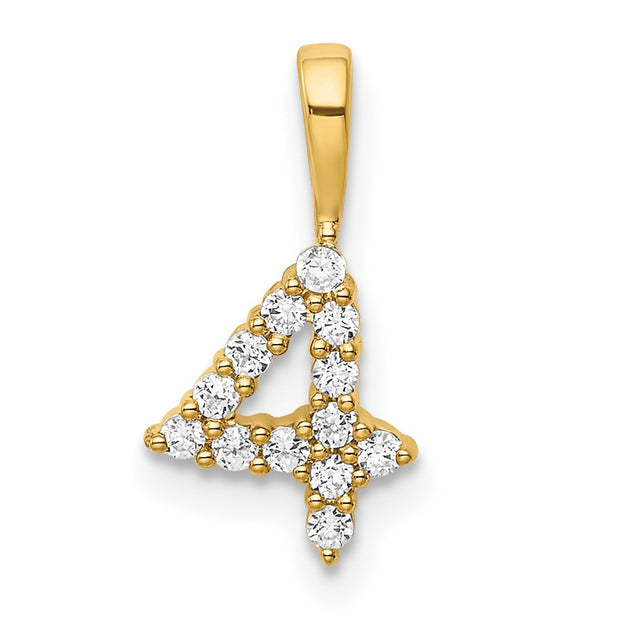 14K Diamond Number 4 Pendant