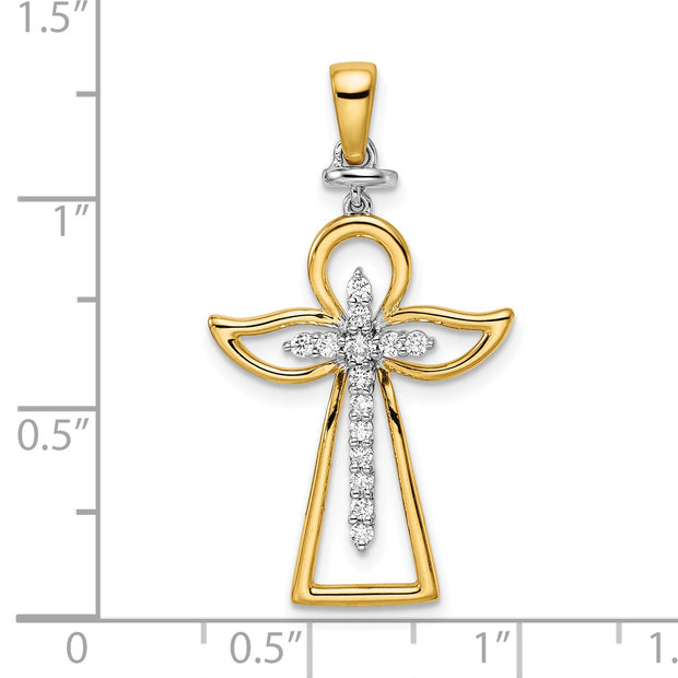 14k Two-tone Polished Diamond Cross