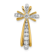 14k Two-tone Polished Diamond Cross