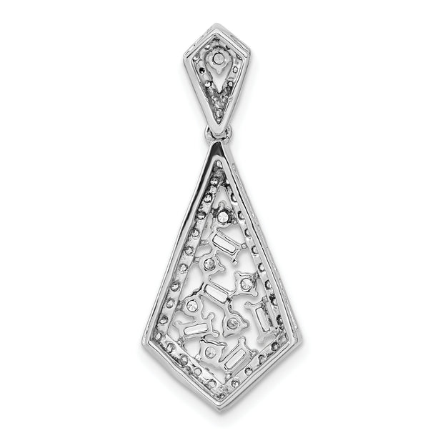 14k White Gold Polished Fancy Dangle Diamond Chain Slide