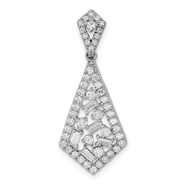 14k White Gold Polished Fancy Dangle Diamond Chain Slide