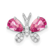 14k White Gold Pink Tourmaline & Diamond Butterfly Chain Slide
