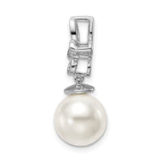 14k White FWC Pearl and Diamond Butterfly Chain Slide