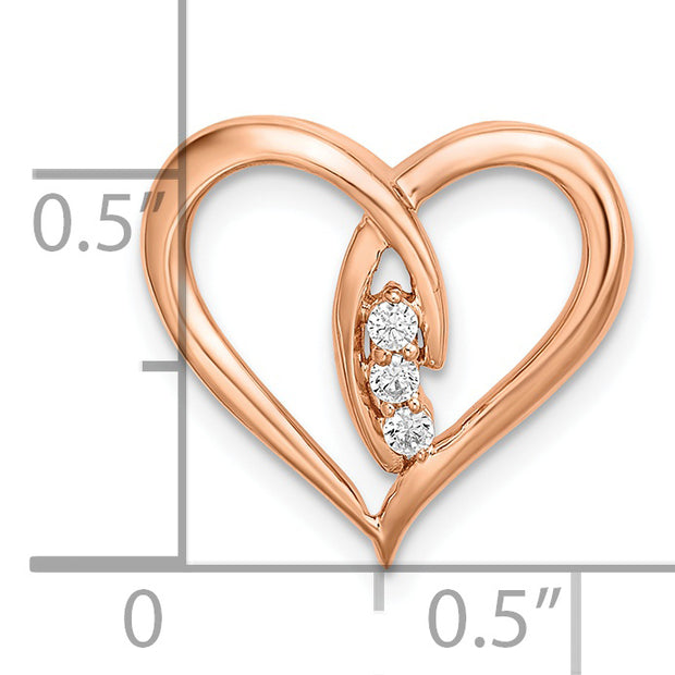 14k Rose Gold Diamond Polished Heart Chain Slide