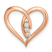 14k Rose Gold Diamond Polished Heart Chain Slide