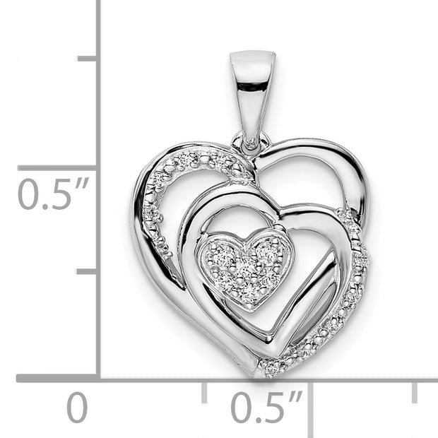 14k White Gold Polished Heart Diamond Pendant