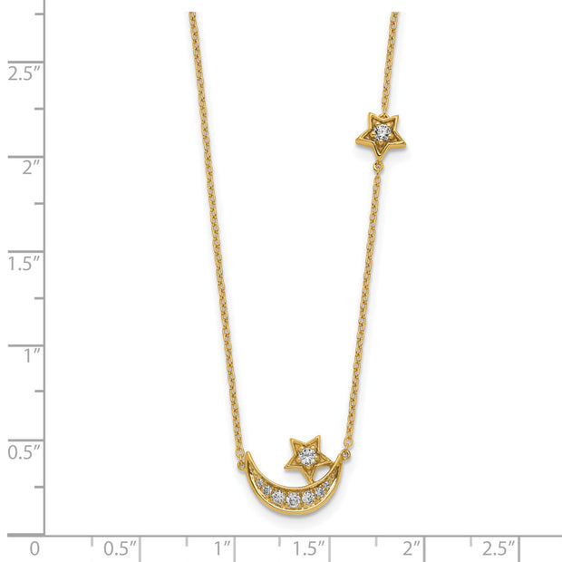 14k Moon & Star Diamond 18in Necklace