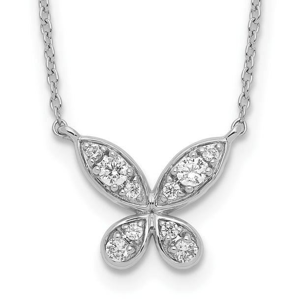 14k White Gold Diamond Butterfly 18in Necklace