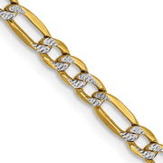 14k 3.2mm Semi-solid with Rhodium Pav? Figaro Chain