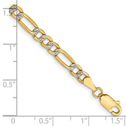 14k 3.9mm Semi-solid with Rhodium Pav? Figaro Chain