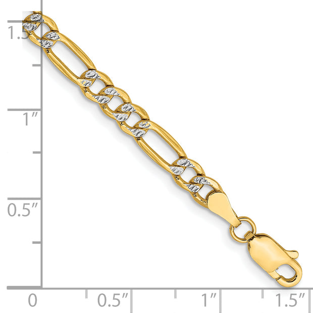 14k 3.9mm Semi-solid with Rhodium Pav? Figaro Chain