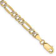 14k 3.9mm Semi-solid with Rhodium Pav? Figaro Chain