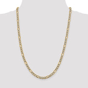 14k 5.25mm Semi-solid with Rhodium Pav? Figaro Chain