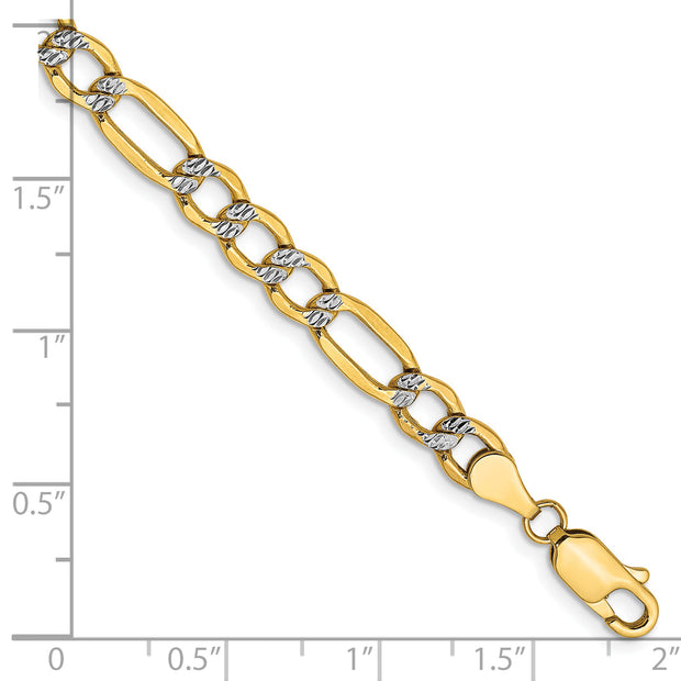 14k 5.25mm Semi-solid with Rhodium Pav? Figaro Chain