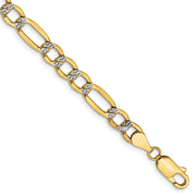 14k 5.25mm Semi-solid with Rhodium Pav? Figaro Chain