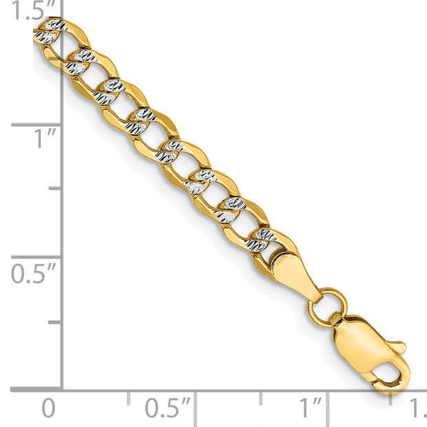 14k 4.3mm Semi-solid with Rhodium Pav? Curb Chain