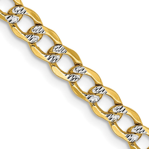 14k 4.3mm Semi-solid with Rhodium Pav? Curb Chain