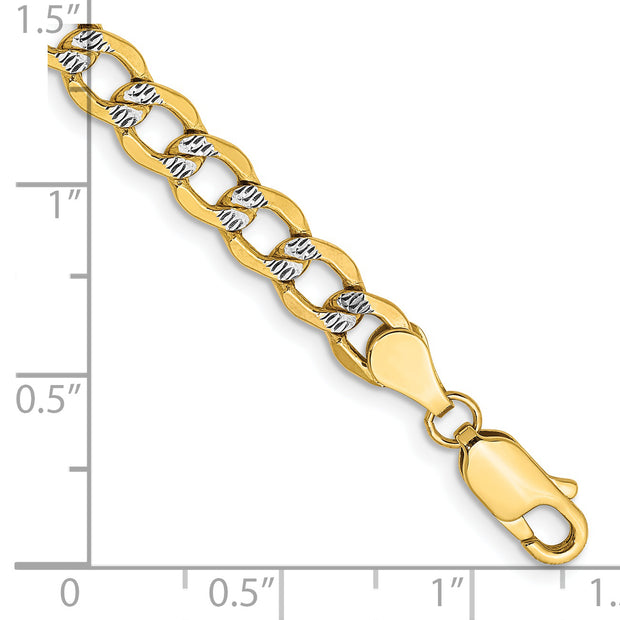 14k 5.2mm Semi-solid with Rhodium Pav? Curb Chain