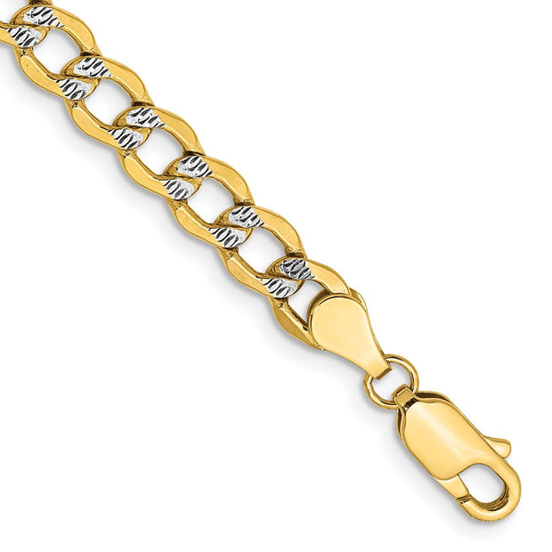 14k 5.2mm Semi-solid with Rhodium Pav? Curb Chain