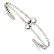 Sterling Silver Polished 2 Band Knotted Cuff Bangle