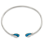 Sterling Silver Polished Reconstituted Turquoise Flexible Cuff Bangle