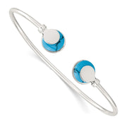 Sterling Silver Polished Reconstituted Turquoise Flexible Cuff Bangle