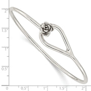 Sterling Silver Polished Flower Catch Bangle