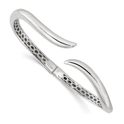 Sterling Silver Rhodium-plated Polished Wavy Hinged Bangle