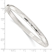 Sterling Silver Polished Textured Hinged Bangle