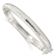Sterling Silver Polished and D/C 7.25mm Hinged  Bangle