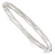 Sterling Silver Polished Twisted Hinged Bangle