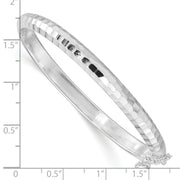 SS RH-plated Polished & D/C 5mm w/ Safety Hinged Children's Bangle