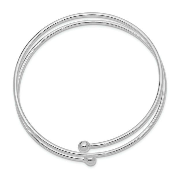 Sterling Silver Rhodium-plated Flexible Wrap Bangle