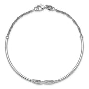 Sterling Silver Rhodium-plated Double Infinity Symbol Bangle Bracelet