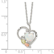 Sterling Silver Rhod-pltd w/12K Accents Created White Opal Necklace