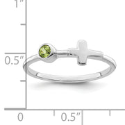 Sterling Silver Rhodium-plated Polished Cross Peridot Ring