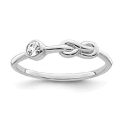 Sterling Silver Rhodium-plated Polished Infinity White Topaz Ring