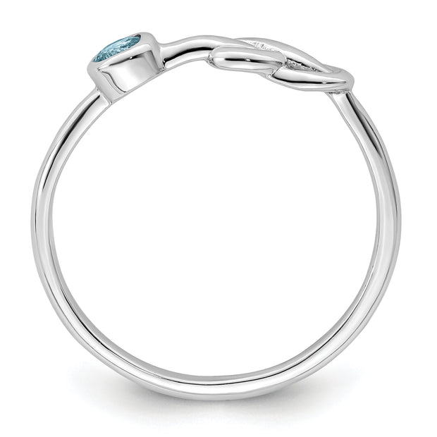 Sterling Silver Rhodium-plated Polished Infinity LS Blue Topaz Ring