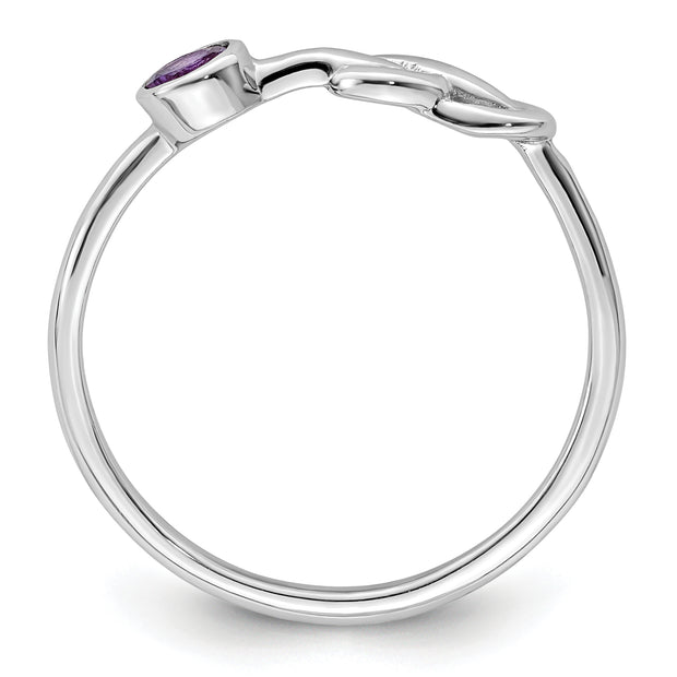 Sterling Silver Rhodium-plated Polished Infinity Amethyst Ring