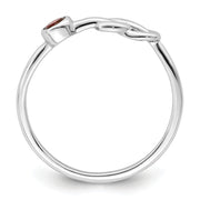 Sterling Silver Rhodium-plated Polished Infinity Garnet Ring