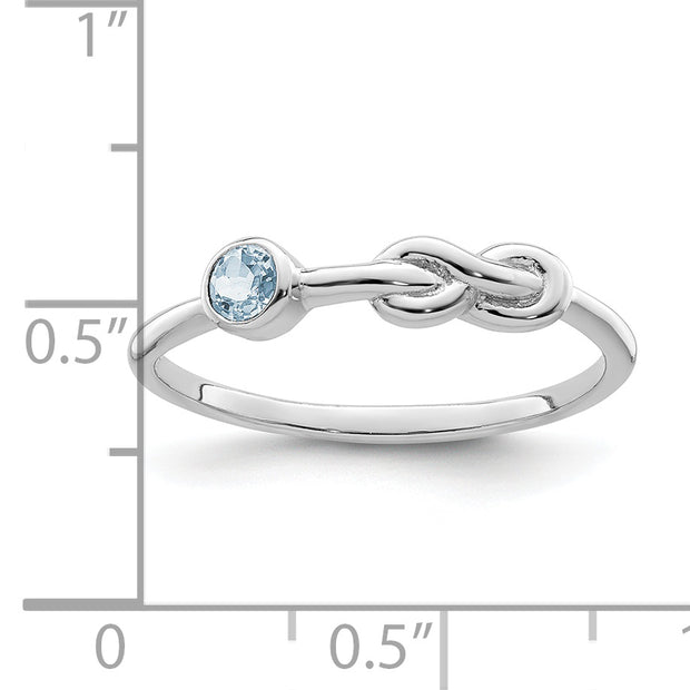 Sterling Silver Rhodium-plated Polished Infinity Aquamarine Ring