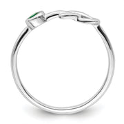 Sterling Silver Rhodium-plated Polished Infinity Lab Created Emerald Ring