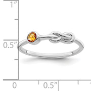 Sterling Silver Rhodium-plated Polished Infinity Citrine Ring